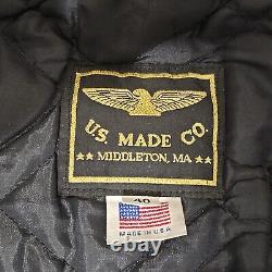 Vtg US Made Co Black Leather Motorcycle Biker Jacket Mens Sz 40 Read Description
