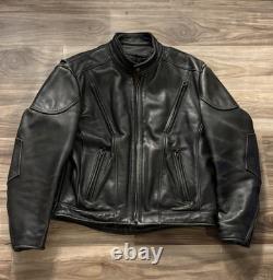 Vtg US Made Co Mens Leather Riding Jacket Sz 44 Made USA Biker Motorcycle READ