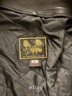 Vtg US Made Co Mens Leather Riding Jacket Sz 44 Made USA Biker Motorcycle READ