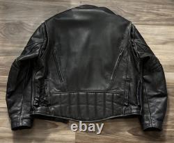 Vtg US Made Co Mens Leather Riding Jacket Sz 44 Made USA Biker Motorcycle READ
