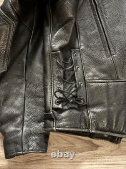 Vtg US Made Co Mens Leather Riding Jacket Sz 44 Made USA Biker Motorcycle READ