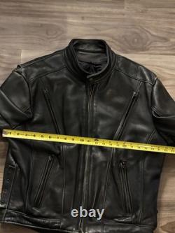 Vtg US Made Co Mens Leather Riding Jacket Sz 44 Made USA Biker Motorcycle READ