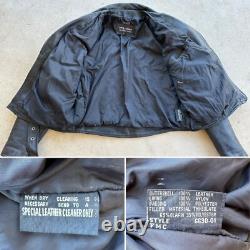 Vtg WILSONS Men's Black Leather Belted Motorcycle Jacket XL Biker Thinsulate
