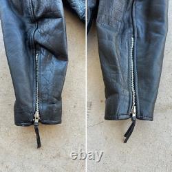 Vtg WILSONS Men's Black Leather Belted Motorcycle Jacket XL Biker Thinsulate