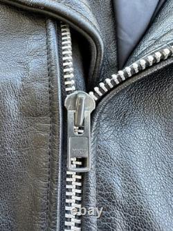 Vtg WILSONS Men's Black Leather Belted Motorcycle Jacket XL Biker Thinsulate