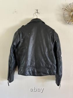 Vtg WILSONS Men's Black Leather Belted Motorcycle Jacket XL Biker Thinsulate