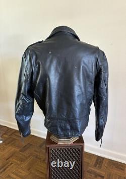 Vtg WILSONS Men's Black Leather Belted Motorcycle Jacket XL Biker Thinsulate