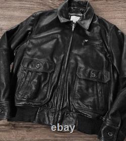 Vtg Wilsons M. Julian Real Leather Bomber Motorcycle Black Jacket Heavy XL Biker