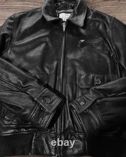 Vtg Wilsons M. Julian Real Leather Bomber Motorcycle Black Jacket Heavy XL Biker