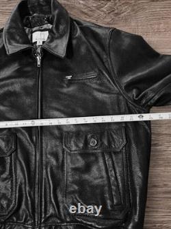 Vtg Wilsons M. Julian Real Leather Bomber Motorcycle Black Jacket Heavy XL Biker