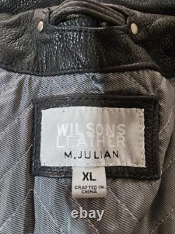 Vtg Wilsons M. Julian Real Leather Bomber Motorcycle Black Jacket Heavy XL Biker