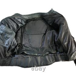 Vulcan Motorcycle Jacket Mens L Black Leather made with KEVLAR Protective Armour