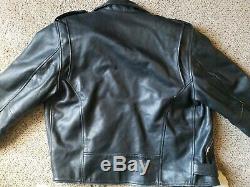 WILSON'S Black Leather Motorcycle Jacket belted Zippers Men's size large