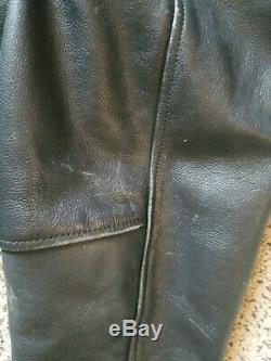 WILSON'S Black Leather Motorcycle Jacket belted Zippers Men's size large