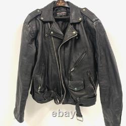 WILSON'S LEATHER Black Full Zipper Waist Buckle Heavy Motorcycle Jacket Size XL