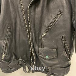 WILSON'S LEATHER Black Full Zipper Waist Buckle Heavy Motorcycle Jacket Size XL