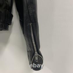 WILSON'S LEATHER Black Full Zipper Waist Buckle Heavy Motorcycle Jacket Size XL
