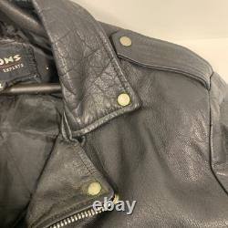 WILSON'S LEATHER Black Full Zipper Waist Buckle Heavy Motorcycle Jacket Size XL