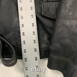 WILSON'S LEATHER Black Full Zipper Waist Buckle Heavy Motorcycle Jacket Size XL