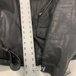 WILSON'S LEATHER Black Full Zipper Waist Buckle Heavy Motorcycle Jacket Size XL