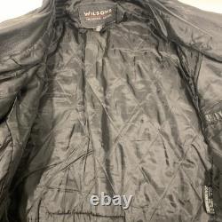 WILSON'S LEATHER Black Full Zipper Waist Buckle Heavy Motorcycle Jacket Size XL