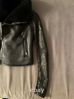 WOW AllSaints Ladies SHEARLING Leather Biker Jacket XS Doma