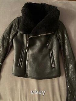 WOW AllSaints Ladies SHEARLING Leather Biker Jacket XS Doma