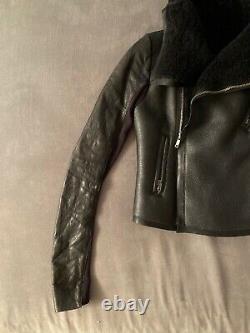 WOW AllSaints Ladies SHEARLING Leather Biker Jacket XS Doma