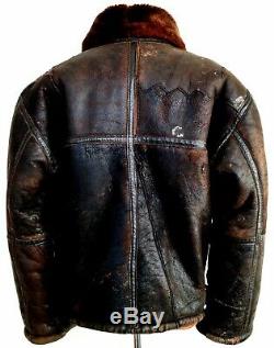 WW2 40s B-3 LEATHER SHEEPSKIN Shearling Flying Pilot Bomber USAAF Jacket Coat Lg