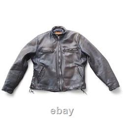 Walter Dyer Vintage Leather USA Made Motorcycle Jacket Distressed Brown Men's 44