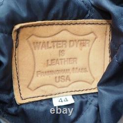 Walter Dyer Vintage Leather USA Made Motorcycle Jacket Distressed Brown Men's 44