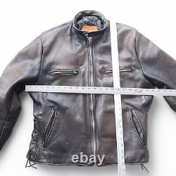 Walter Dyer Vintage Leather USA Made Motorcycle Jacket Distressed Brown Men's 44