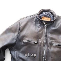 Walter Dyer Vintage Leather USA Made Motorcycle Jacket Distressed Brown Men's 44