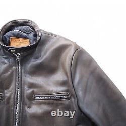 Walter Dyer Vintage Leather USA Made Motorcycle Jacket Distressed Brown Men's 44