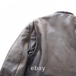Walter Dyer Vintage Leather USA Made Motorcycle Jacket Distressed Brown Men's 44