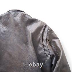 Walter Dyer Vintage Leather USA Made Motorcycle Jacket Distressed Brown Men's 44