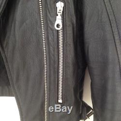 Whistles Black Leather Quilted Detail Biker Jacket Size 10 PRISTINE