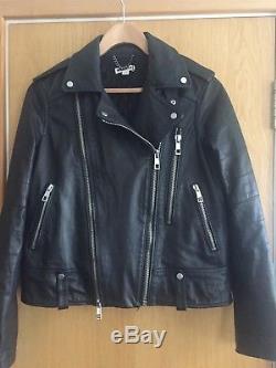 Whistles'Payne' real leather black biker jacket UK12 & dust bag