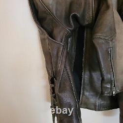Wilson Leather Motorcycle Biker Style Jacket Heavy Duty XXL Brown Rare