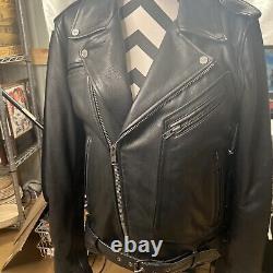 Wilson's Cycle Leather Biker Black Leather w Detachable liner Jacket Men's S