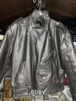 Wilson's Heavy Biker Black Leather Thinsulate Belted Motorcycle Jacket Men's XXL