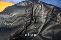 Wilson's Leather Jacket Biker Jacket Embroidered Skulls Thinsulate Heavy Large