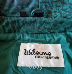 Wilson's Suede & Leather Jacket Men's L Green Black Full Zip Lined Pockets