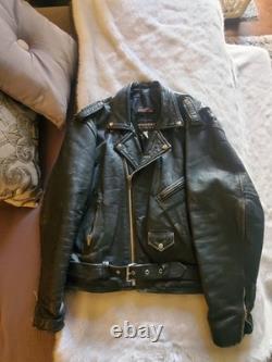 Wilsons Black Leather Moto Biker Jacket Men's Size 44 Fits XL Broken In