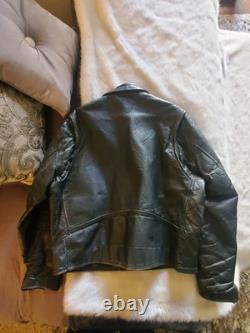 Wilsons Black Leather Moto Biker Jacket Men's Size 44 Fits XL Broken In