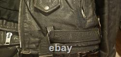 Wilsons Black Leather Moto Biker Jacket Men's Size 44 Fits XL Broken In
