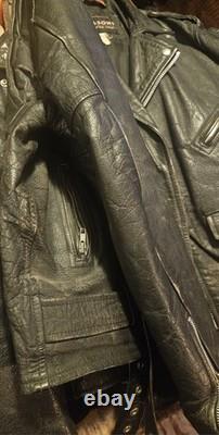Wilsons Black Leather Moto Biker Jacket Men's Size 44 Fits XL Broken In