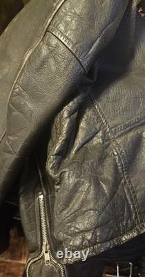 Wilsons Black Leather Moto Biker Jacket Men's Size 44 Fits XL Broken In