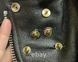 Wilsons Leather Black Brando Motorcycle Jacket 2XL Military Pins