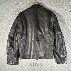 Wilsons Leather Jacket Biker VTG Bomber Collared Motorcycle Coat 80s Mens 38